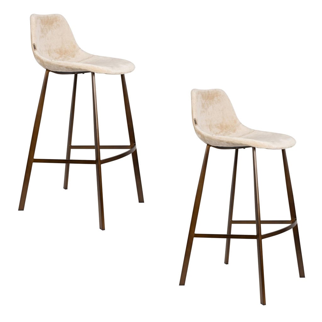 Dutchbone barkrukken Franky zithoogte 80 cm - beige (set van 2)