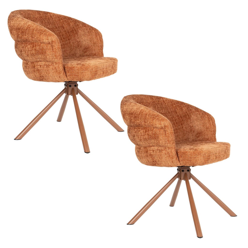 Housecraft Living draaibare eetkamerstoelen Marjolein met armleuningen - rood (set van 2)