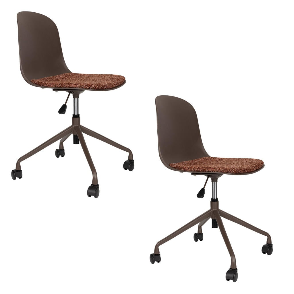 Housecraft Living draaibare bureaustoel Roxanne met wielen - bruin