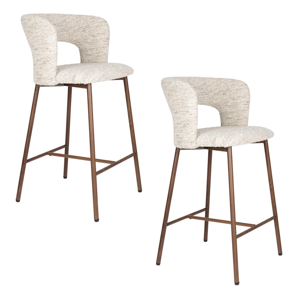 Housecraft Living barkrukken Chelsea zithoogte 67 cm - beige (set van 2)