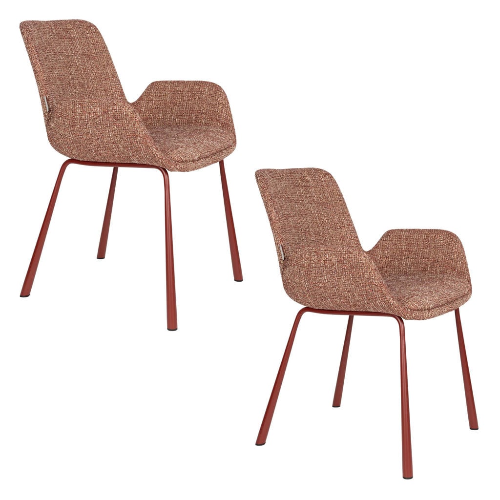 Zuiver eetkamerstoelen Brit met armleuningen - rood (set van 2)