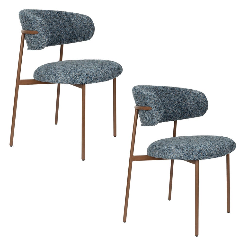 Housecraft Living eetkamerstoelen Claes - blauw (set van 2)