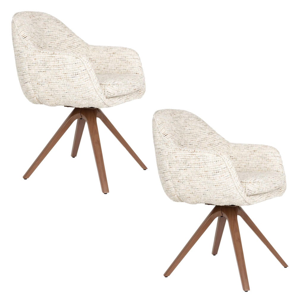 Housecraft Living draaibare eetkamerstoelen Batoul met armleuningen - beige (set van 2)