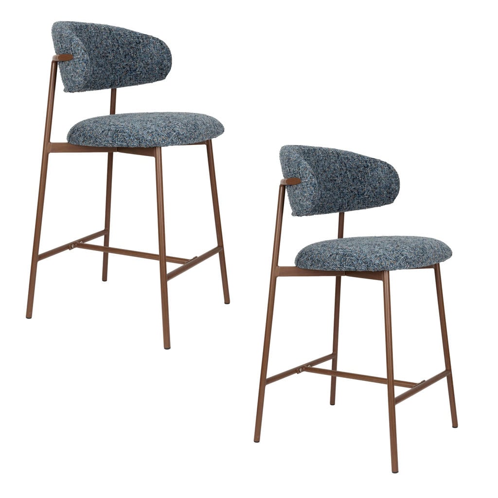 Housecraft Living barkrukken Claes zithoogte 65 cm - blauw (set van 2)