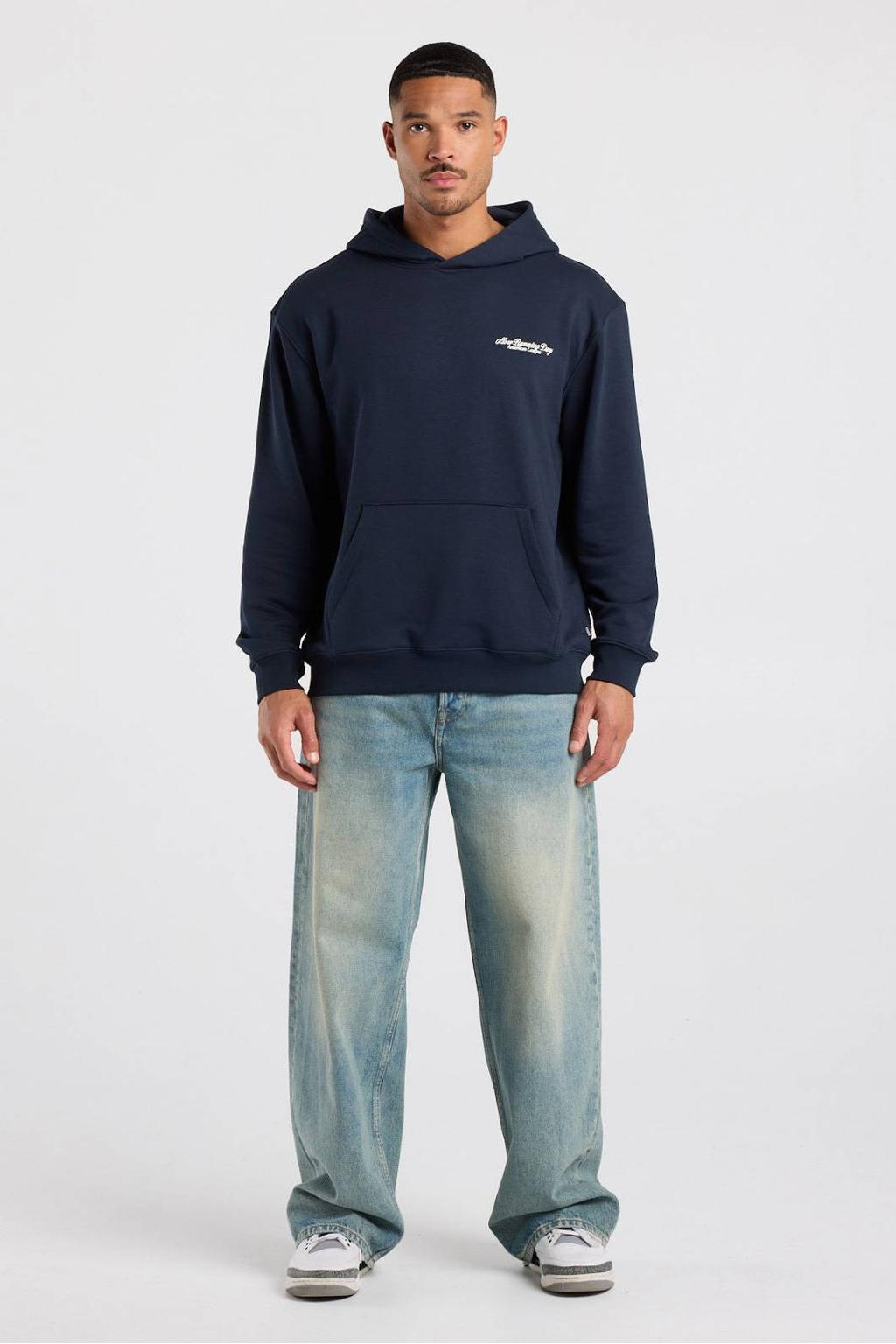 America Today relaxed fit hoodie met backprint - donkerblauw