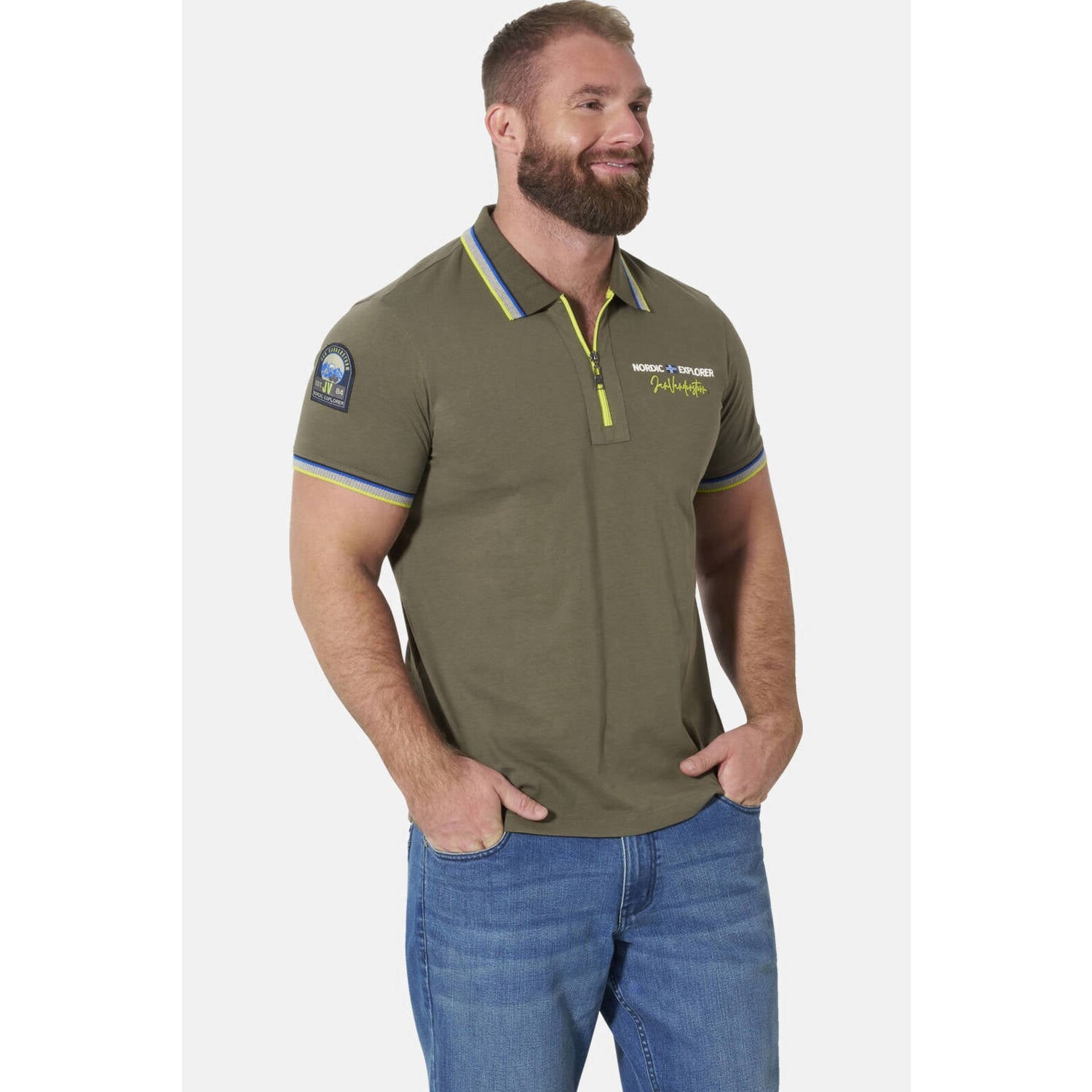 Jan Vanderstorm Plus Size polo olijfgroen