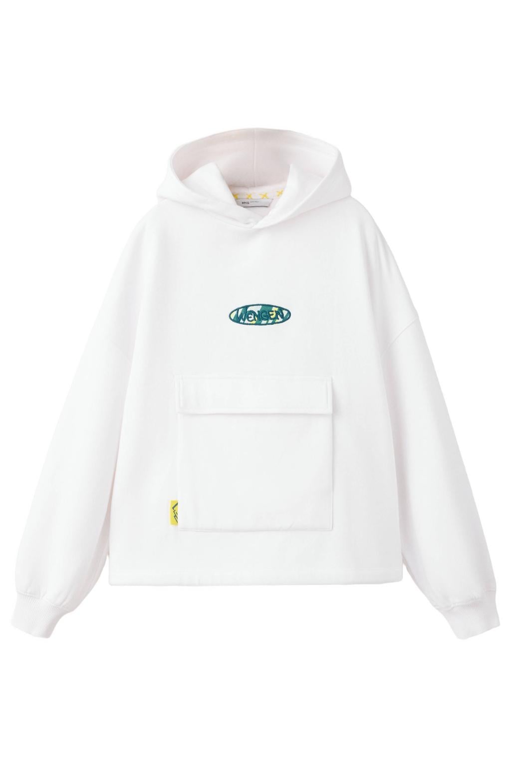 Mango Kids sweater met backprint - wit/groen