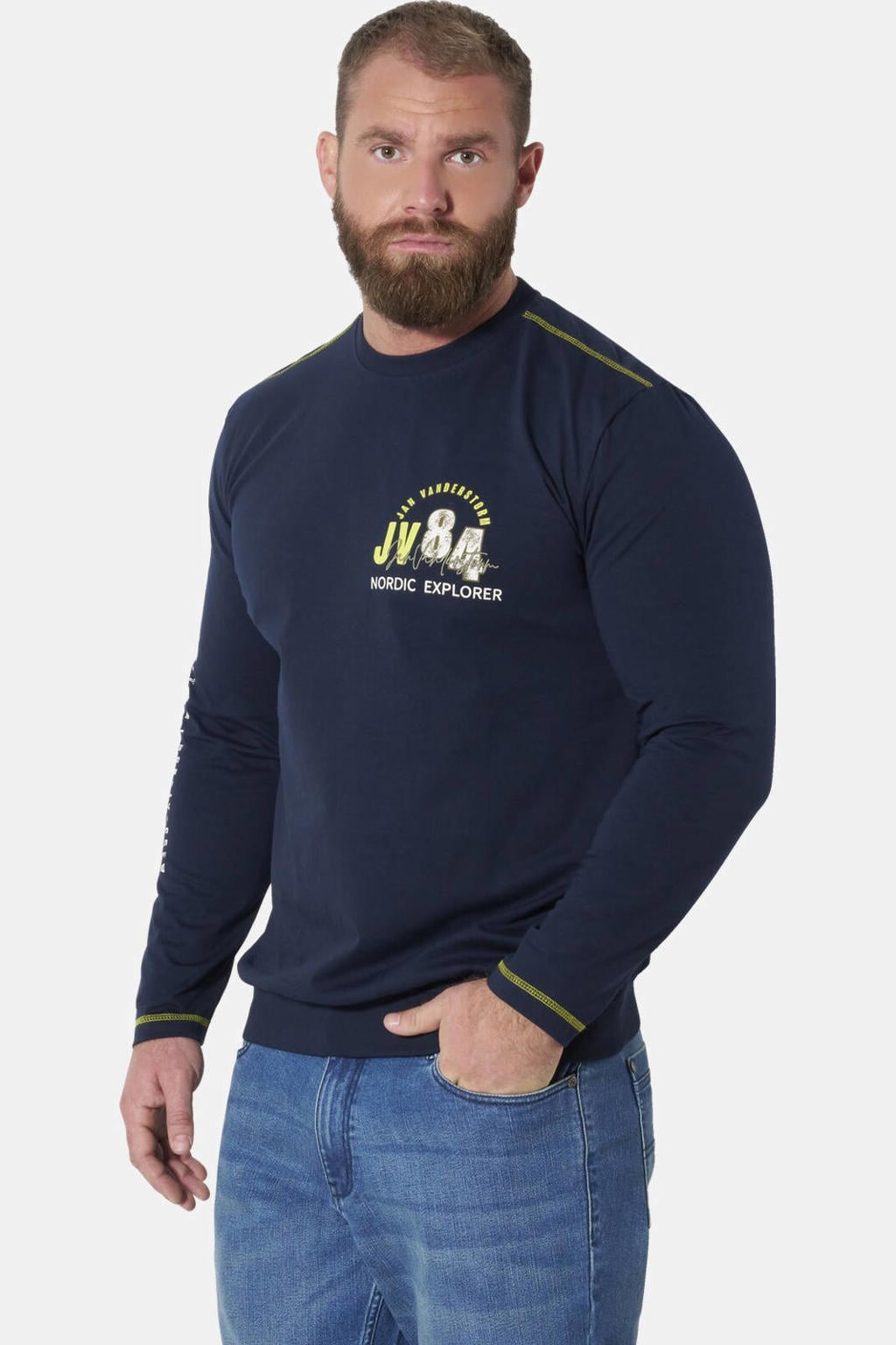 Jan Vanderstorm Plus Size polo - donkerblauw