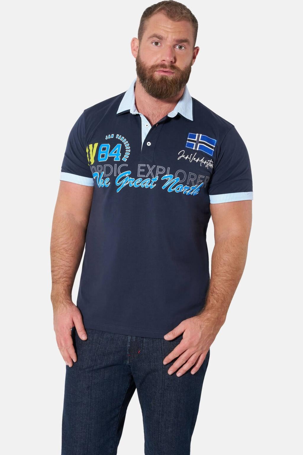 Jan Vanderstorm Plus Size polo - donkerblauw