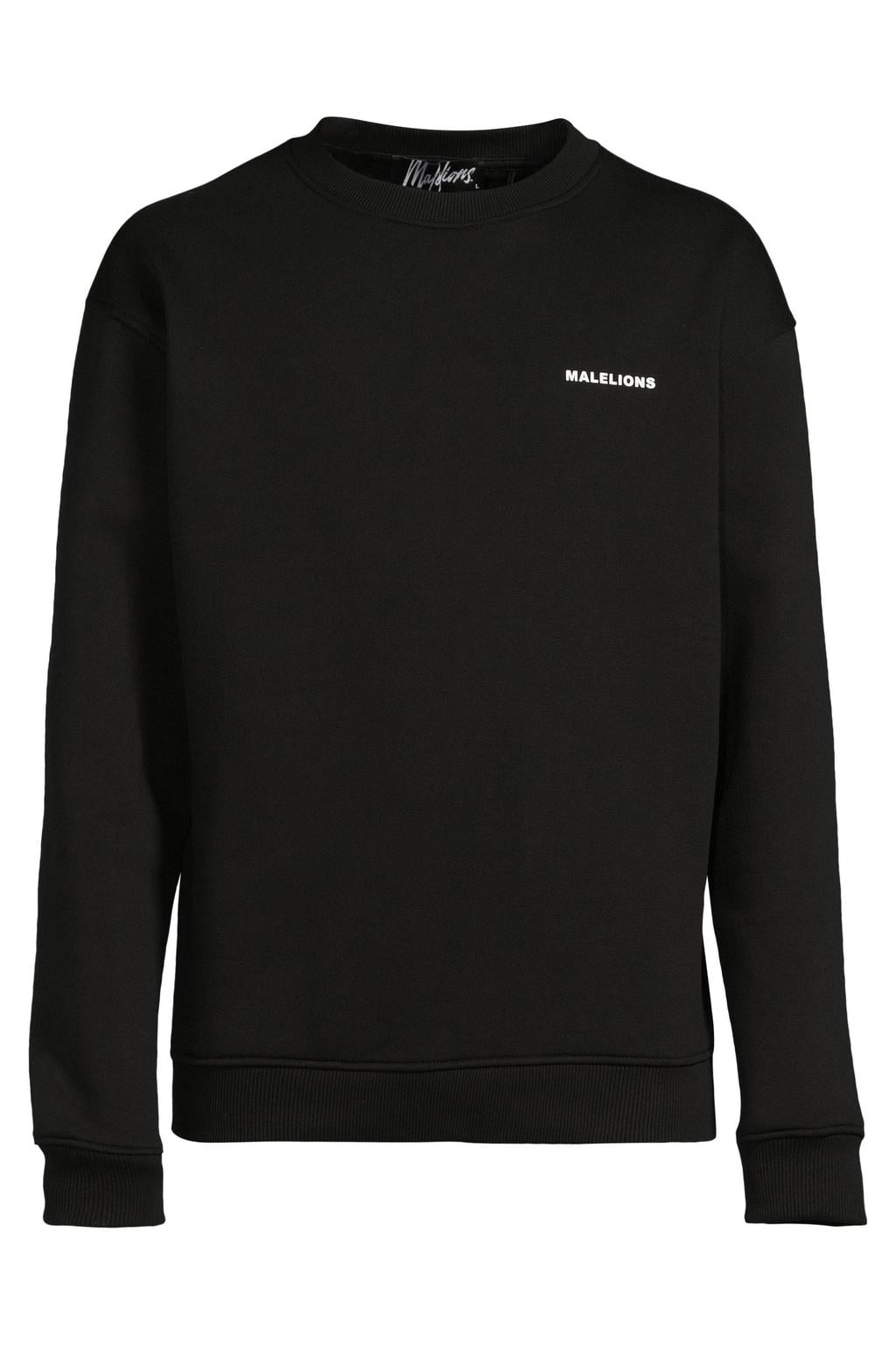 Malelions regular fit sweater met backprint - zwart