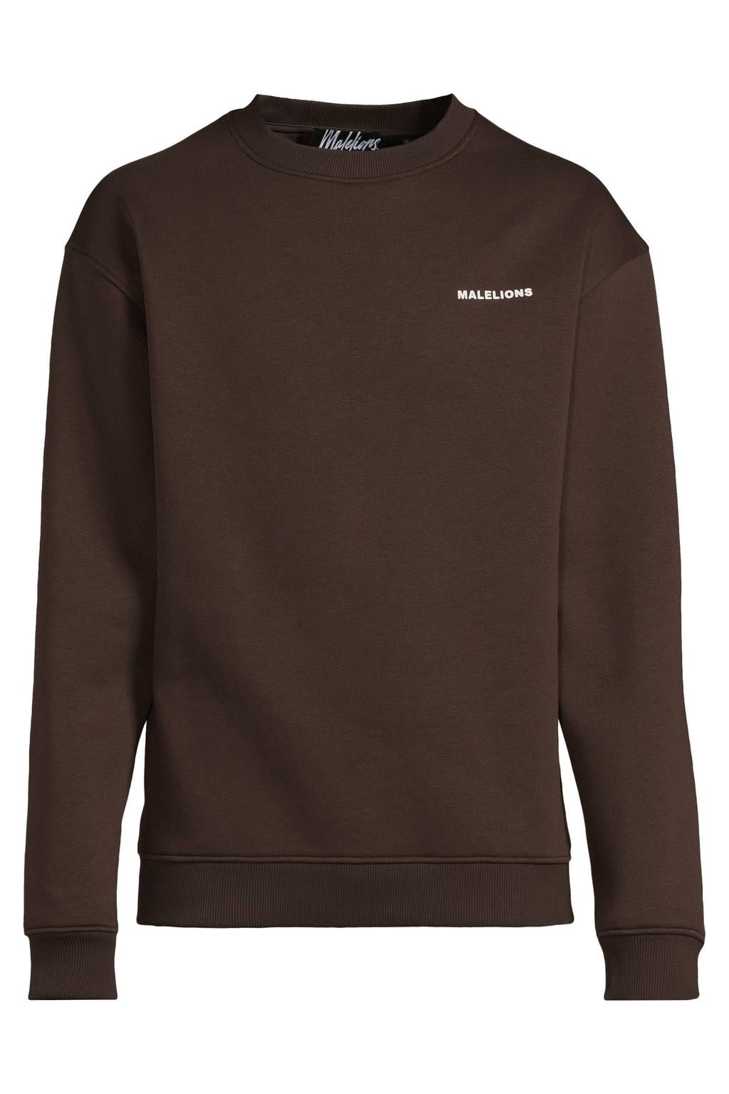 Donkerblauwe heren Malelions regular fit sweater met lange mouwen en ronde hals