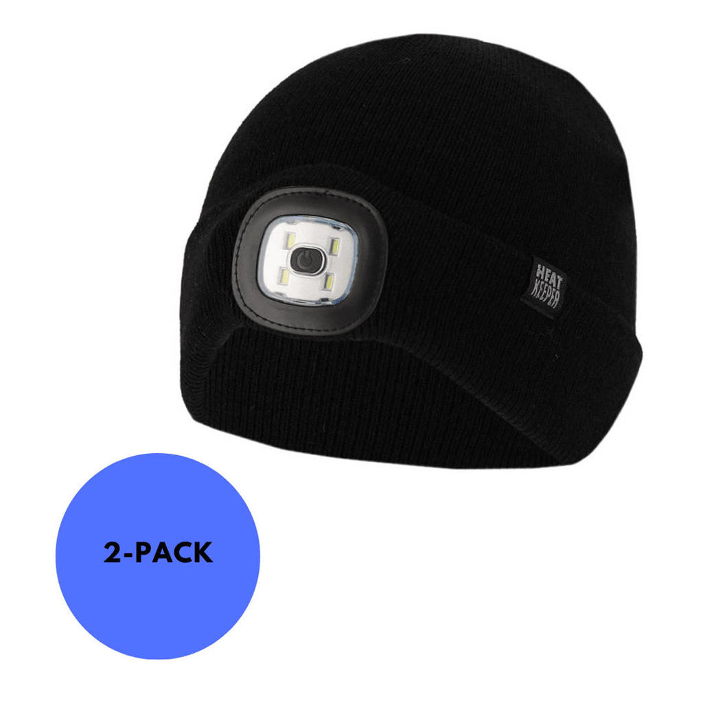 Heatkeeper Thermomuts + LED lichtje - Zwart - 2-Pack