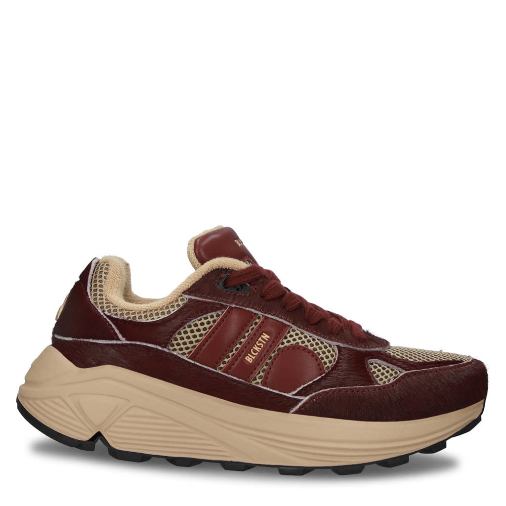 Blackstone V-Riley - Maroon - Suede runner sneaker dark red
