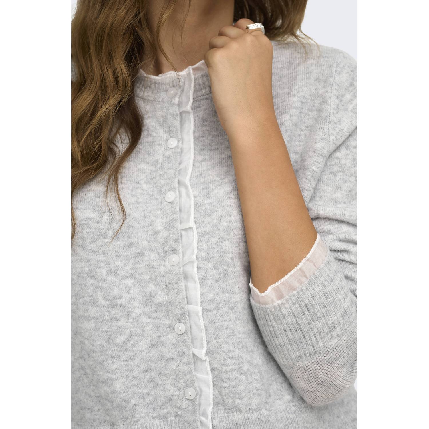ONLY gebreid vest met wol grijs