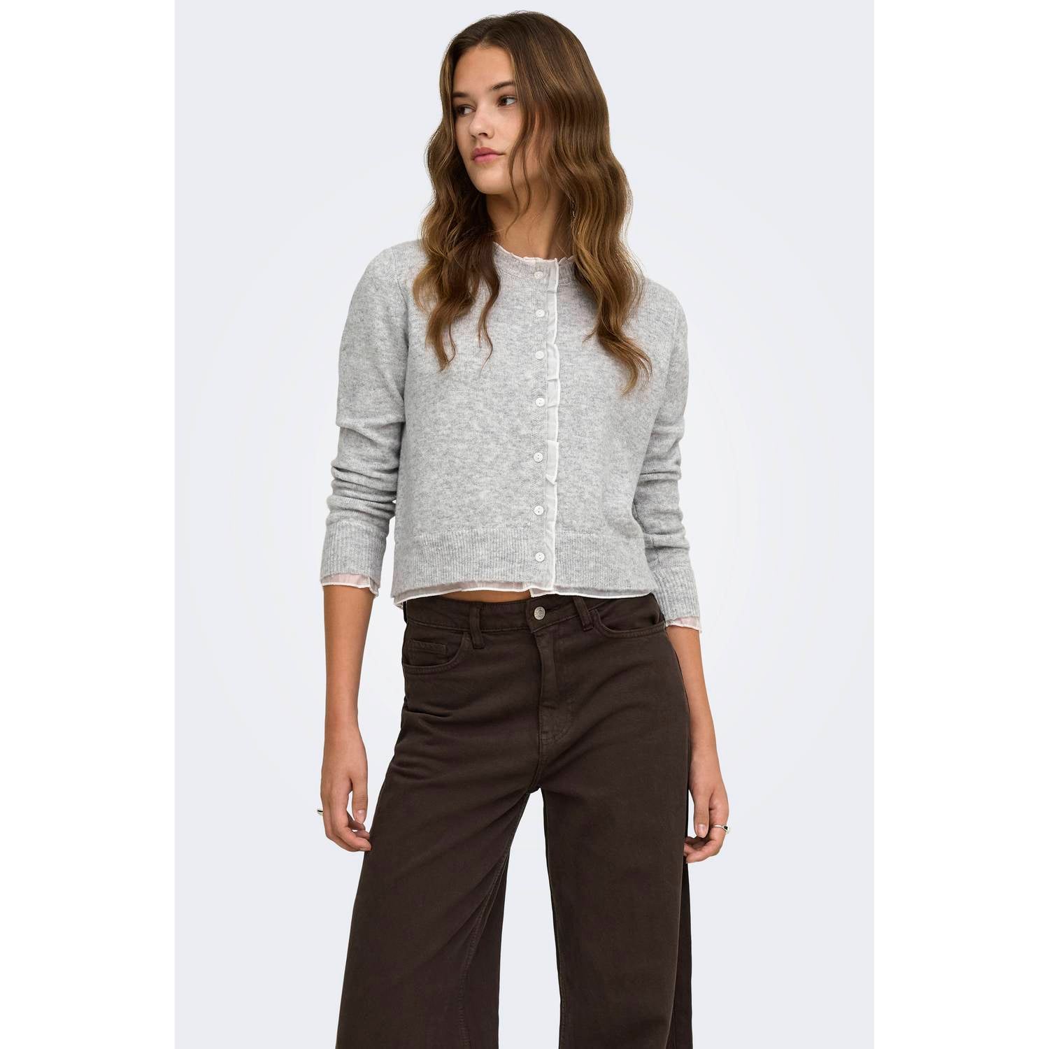 ONLY gebreid vest met wol grijs