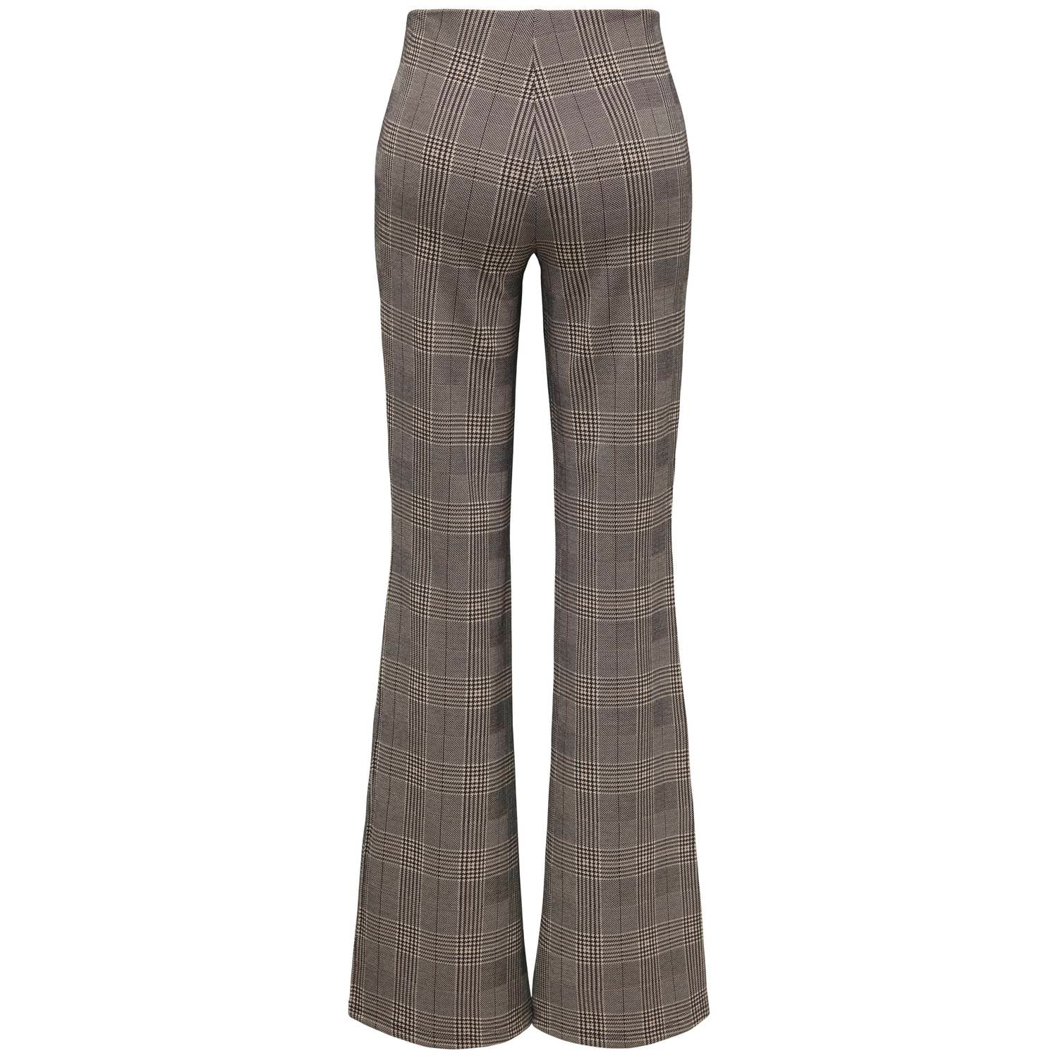ONLY high waist geruite flared broek grijs
