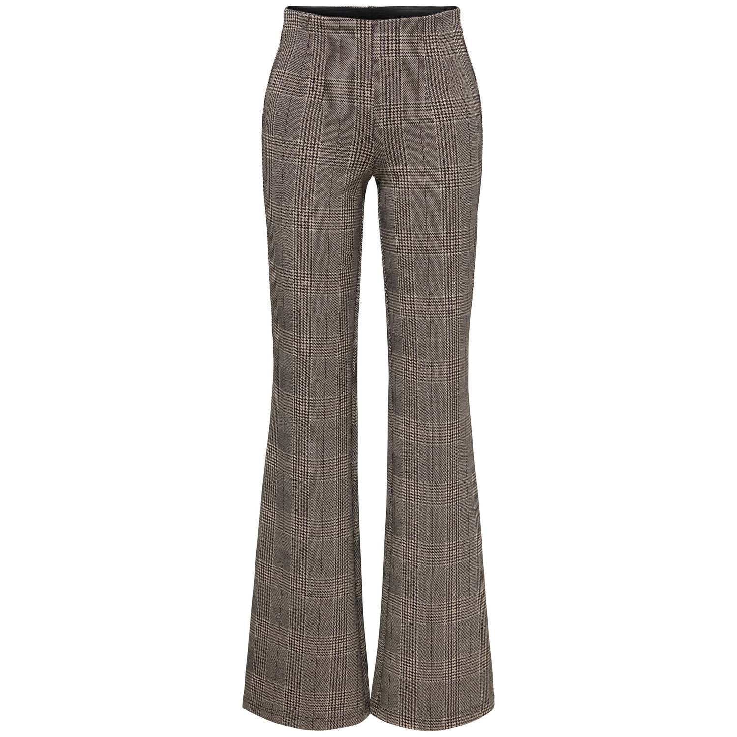ONLY high waist geruite flared broek grijs