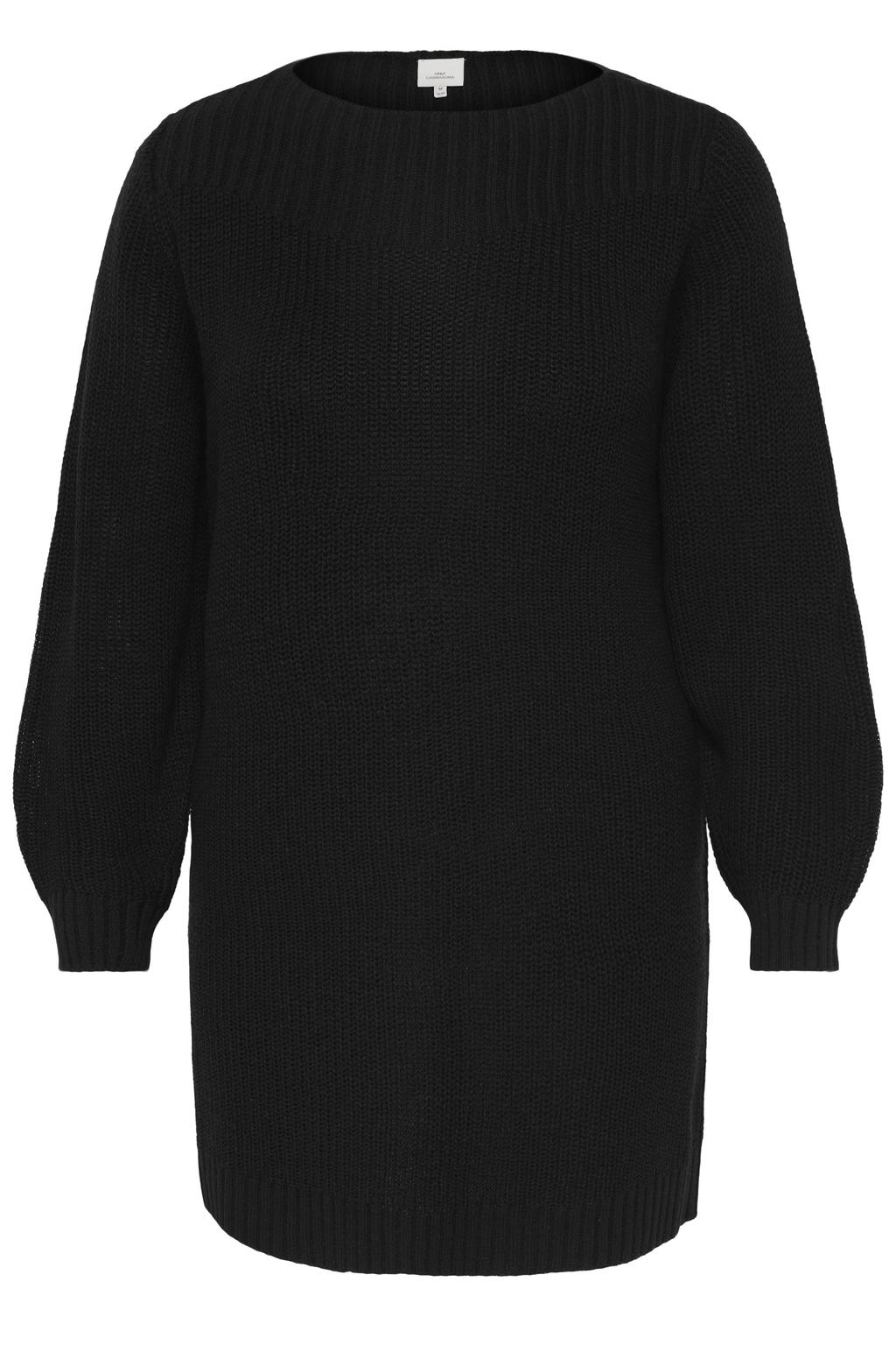 ONLY CARMAKOMA Plus Size gebreide mini jurk - zwart