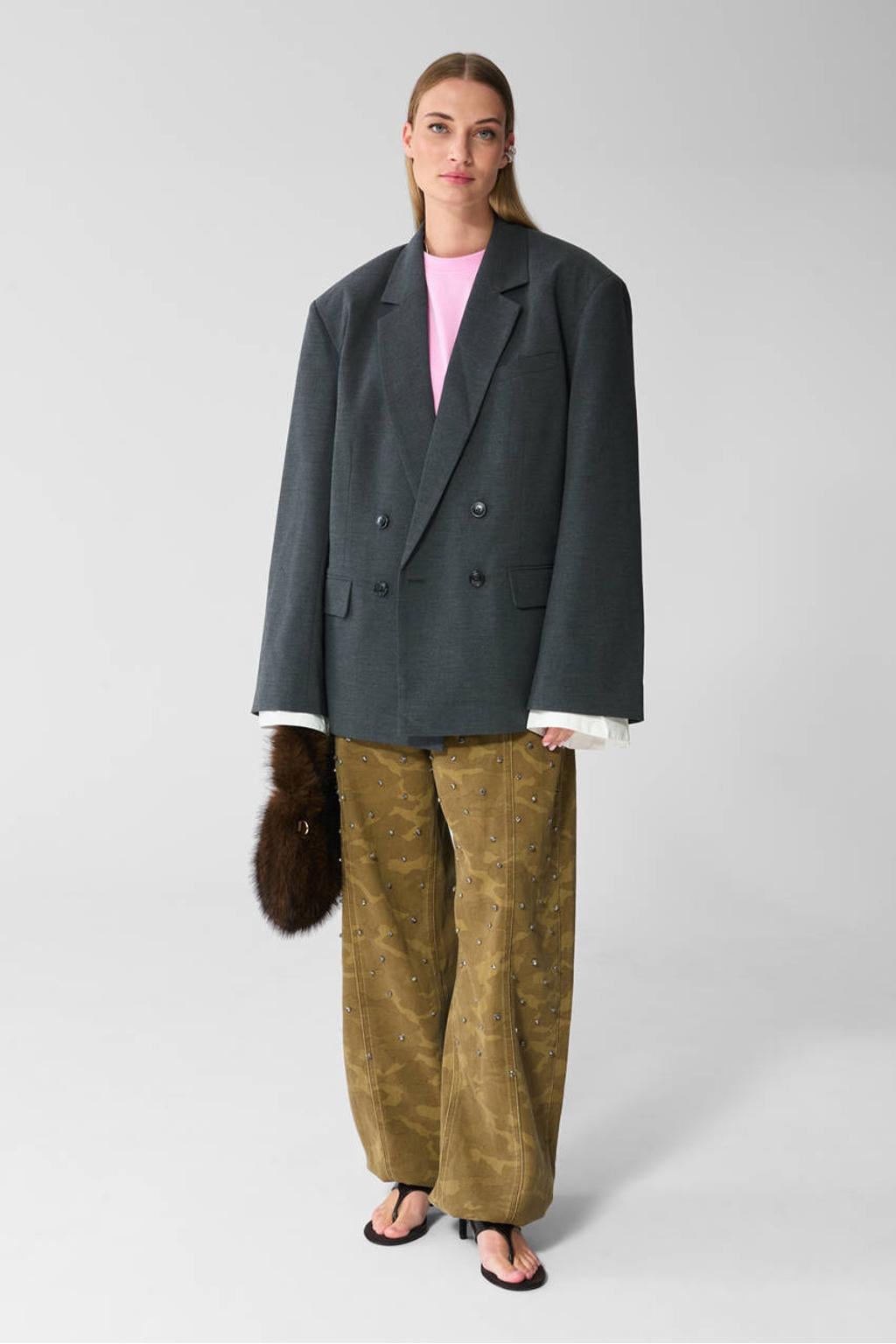 Shoeby oversized double breasted blazer - antraciet
