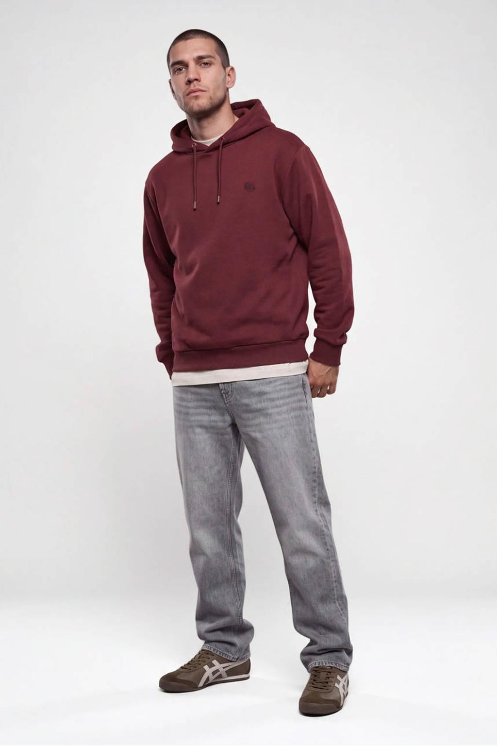 Shoeby regular fit hoodie met borduursels - donkerrood