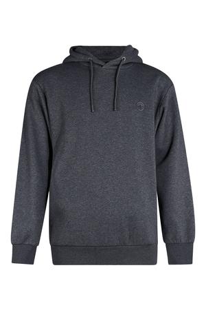 regular fit gemêleerde hoodie met borduursels - donkergrijs