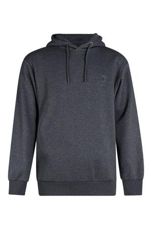 regular fit gemêleerde hoodie met borduursels - donkergrijs