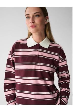 gestreepte top - donkerrood/roze/wit