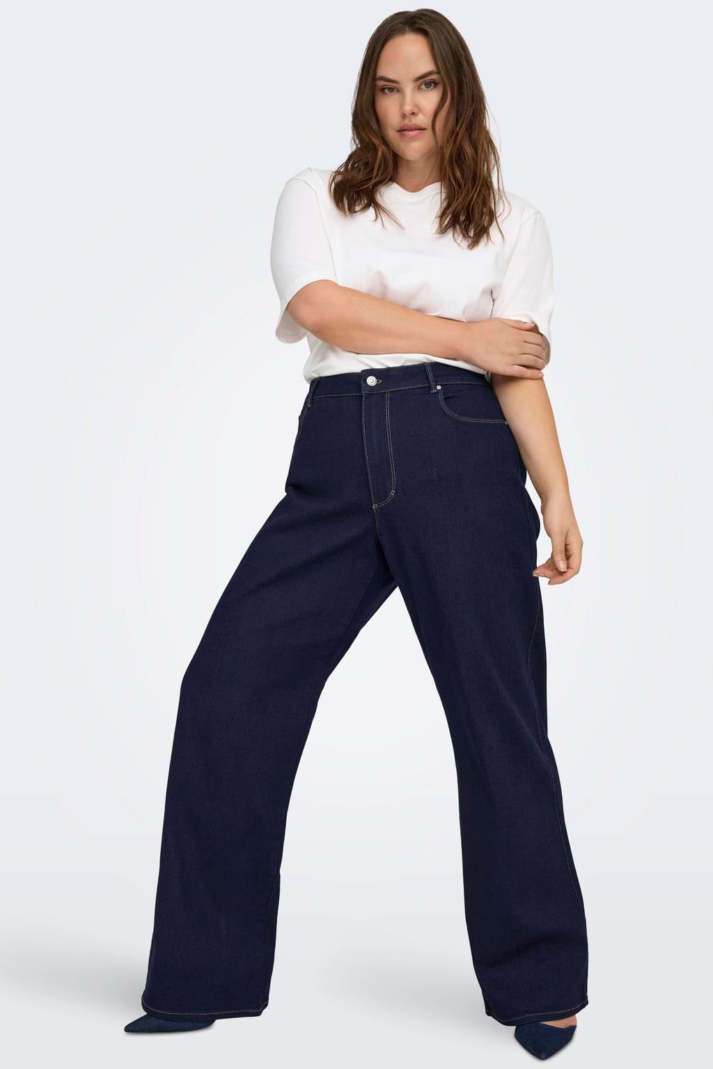ONLY CARMAKOMA Plus Size wide leg jeans - dark blue denim