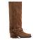 Sacha suède boots met franjes en blokhak - beige