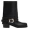 Sacha leren bikerboots met blokhak - zwart