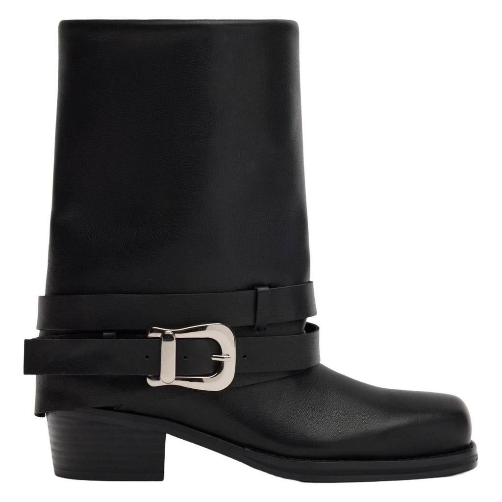 Sacha leren bikerboots met blokhak - zwart