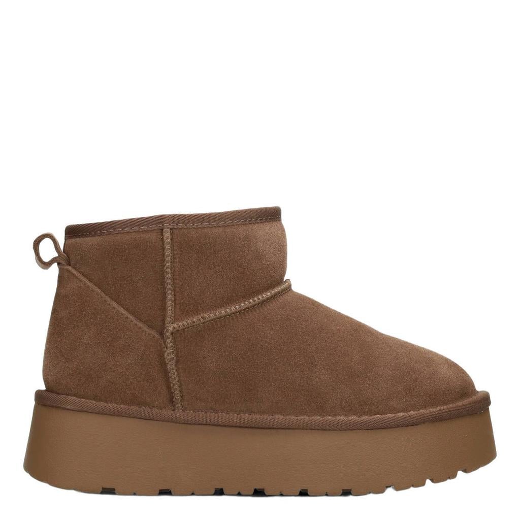 Poelman Eliza suède enkelboots met plateauzool - taupe