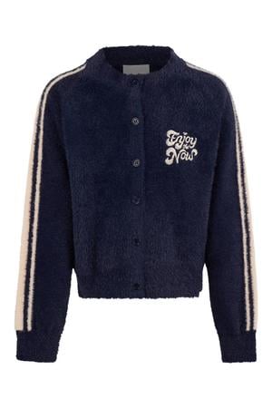 gebreid gestreept vest - donkerblauw