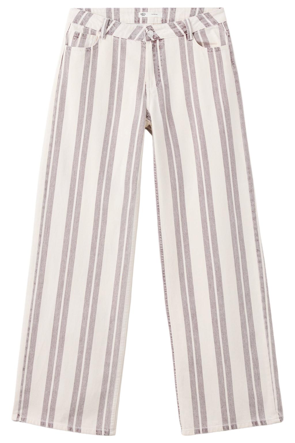 MANGO TEEN wide leg gestreepte jeans - lichtbeige