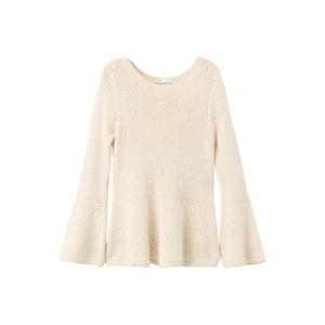 gebreide trui met peplum - beige