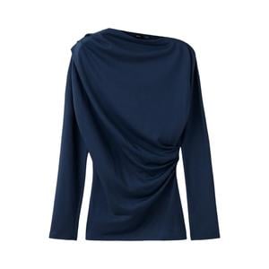 top met plooien - marineblauw