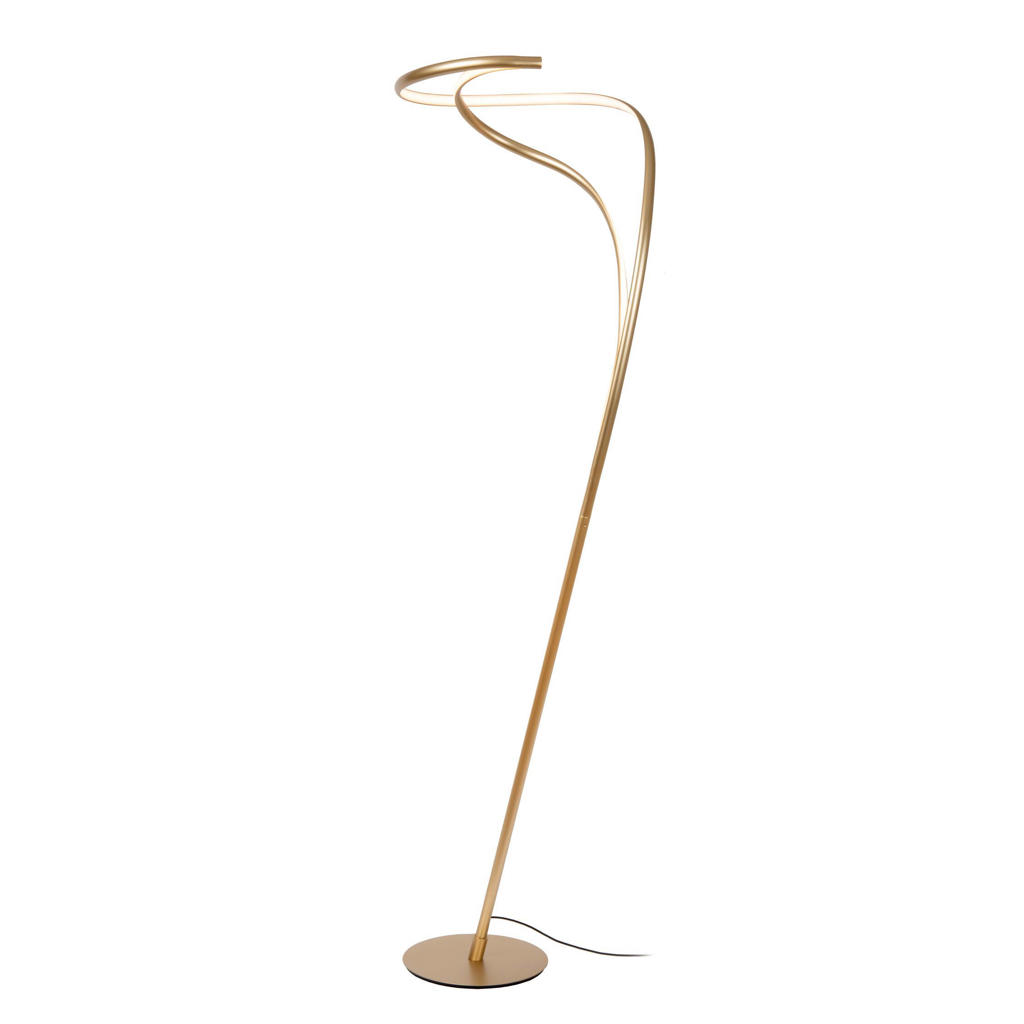 Lucide aluminium dimbare LED vloerlamp 44x44 cm - mat goud/messing