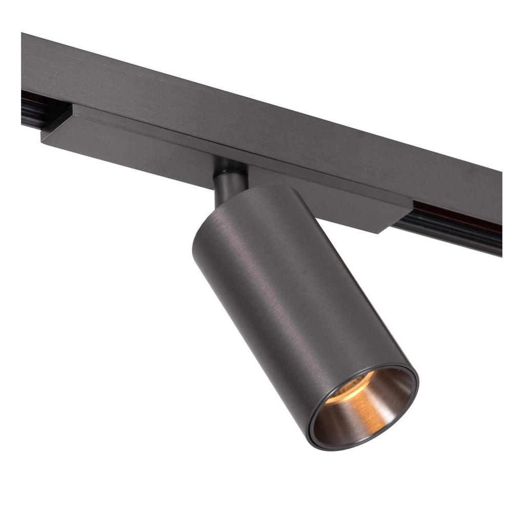 Lucide aluminium dimbare LED railverlichting 4.5x4.5 cm - matzwart/chroom