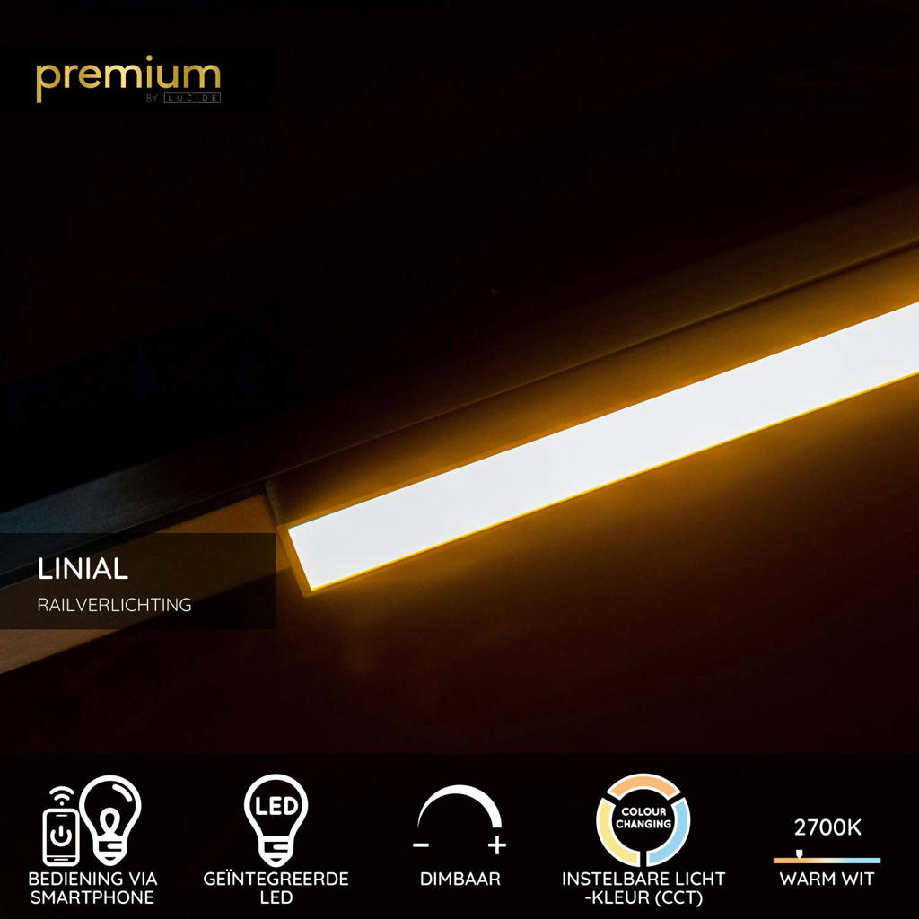 Lucide dimbare LED railverlichting - zwart/chroom