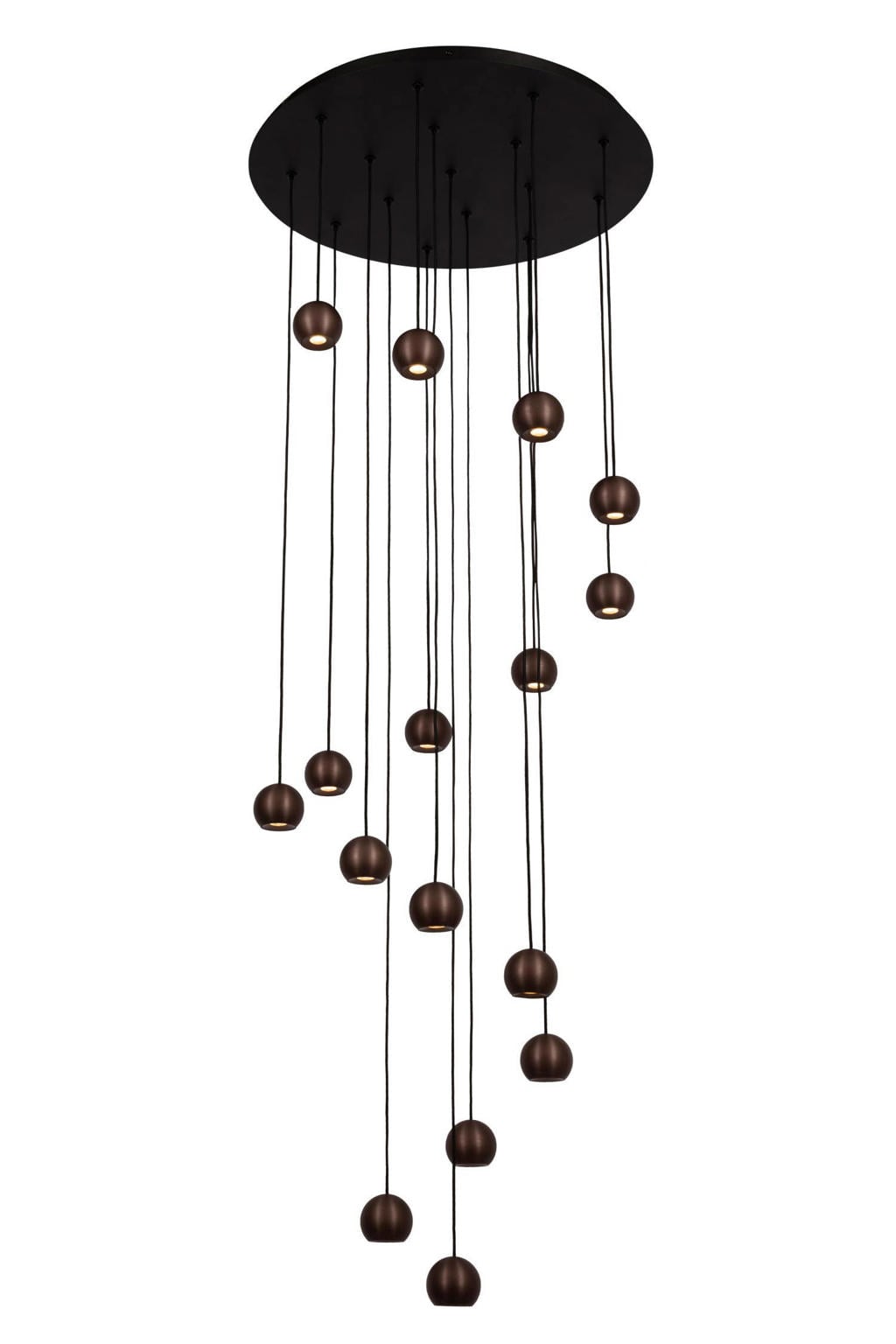 Lucide aluminium dimbare LED hanglamp Montana 55x55 cm - koffie