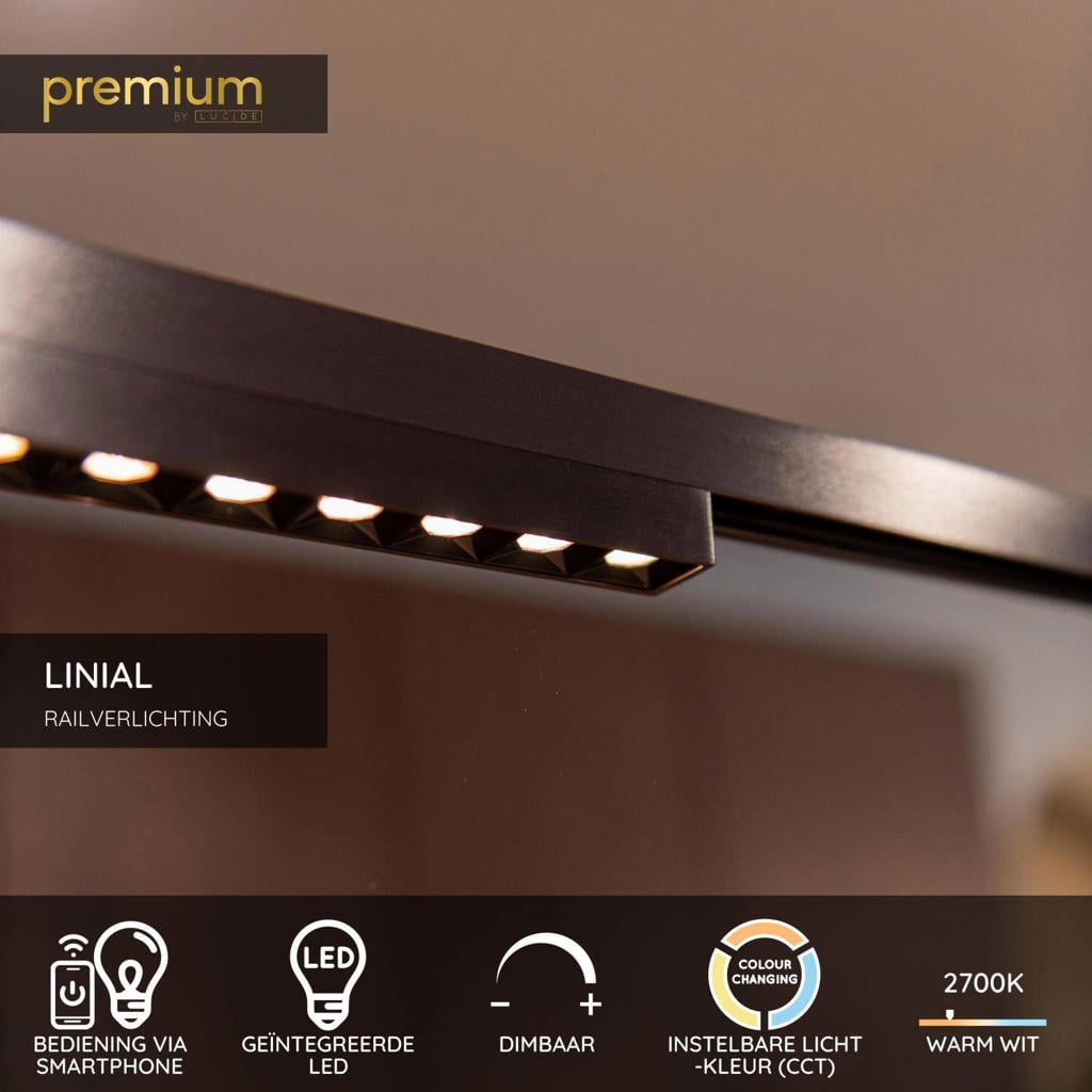 Lucide aluminium dimbare LED railverlichting - zwart chroom