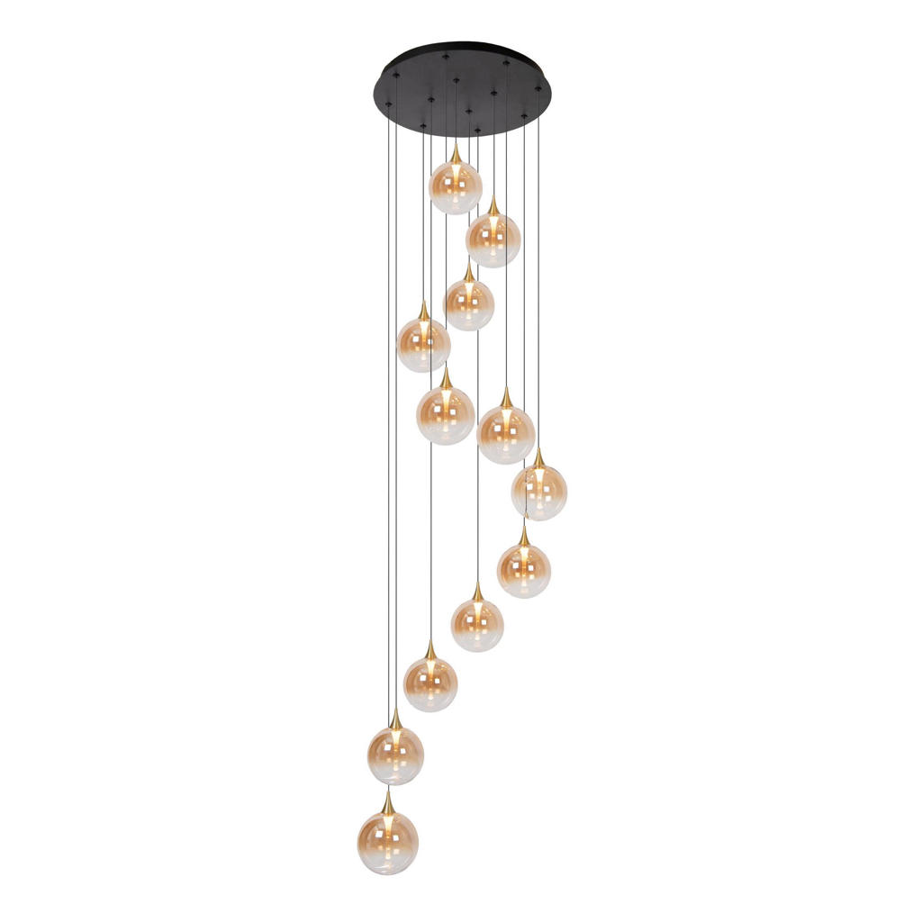 Lucide dimbare LED glazen hanglamp Ø61 cm - amber