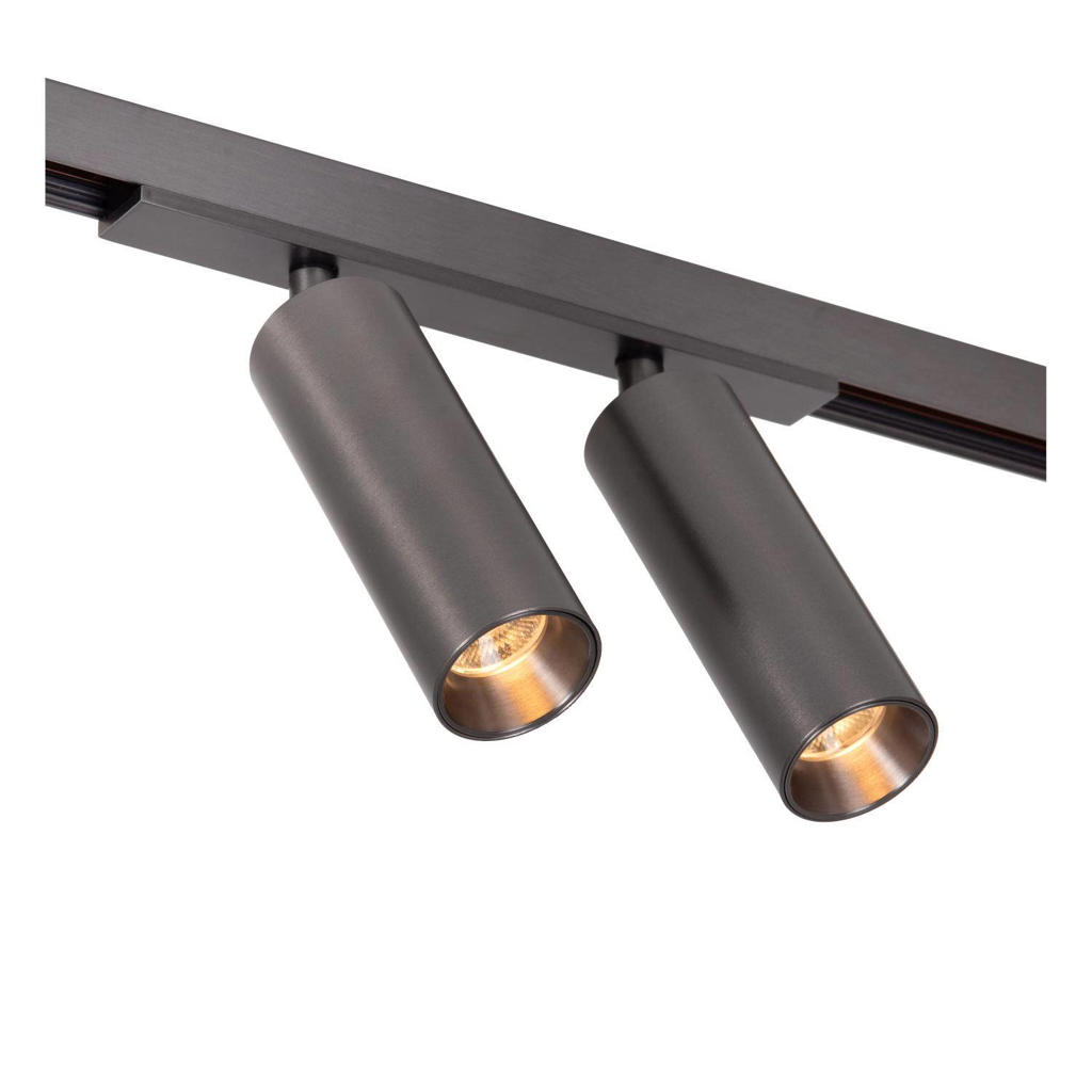 Lucide aluminium dimbare LED railverlichting 17x3.5 cm - matzwart/chroom