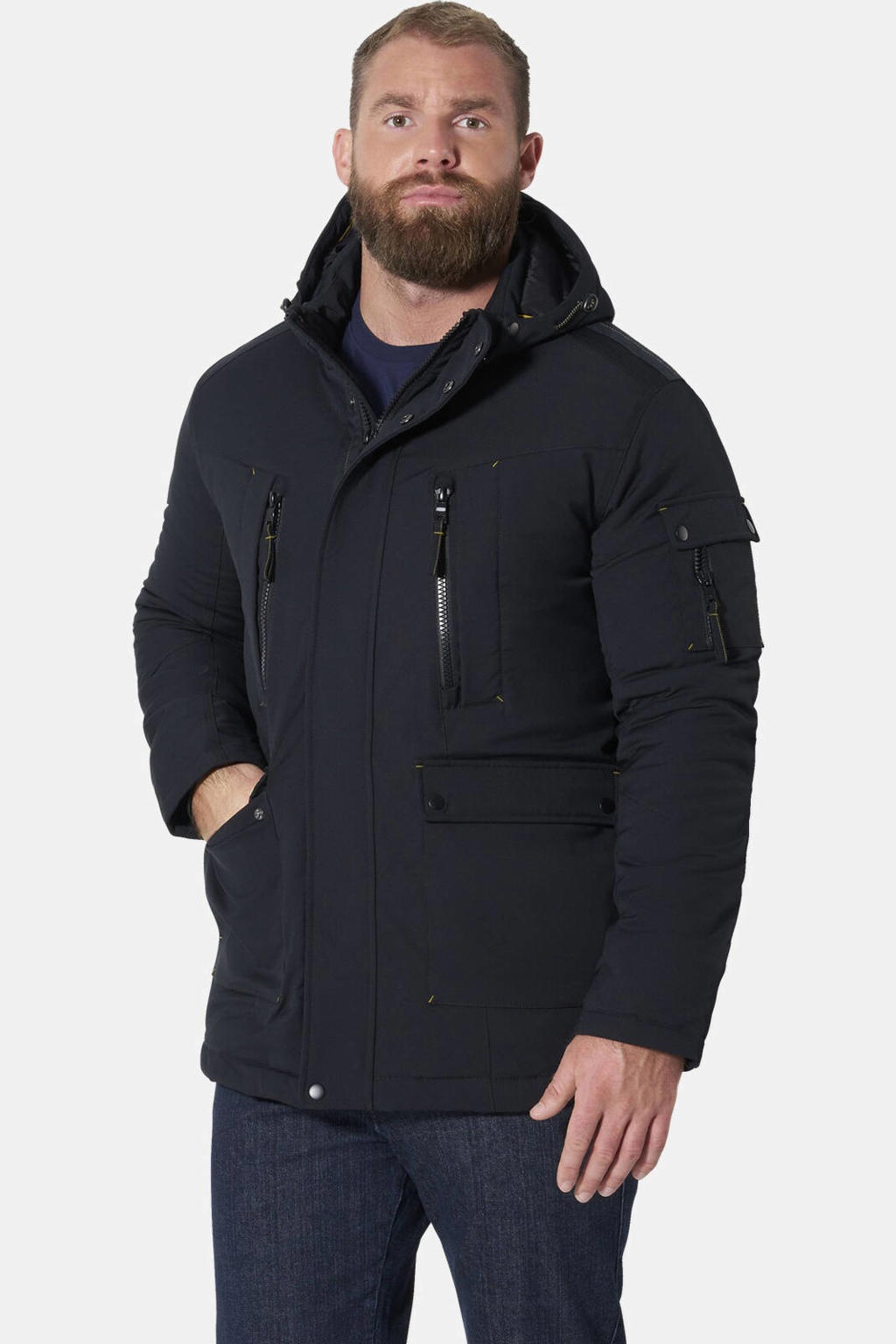 Jan Vanderstorm Plus Size winterjas - zwart
