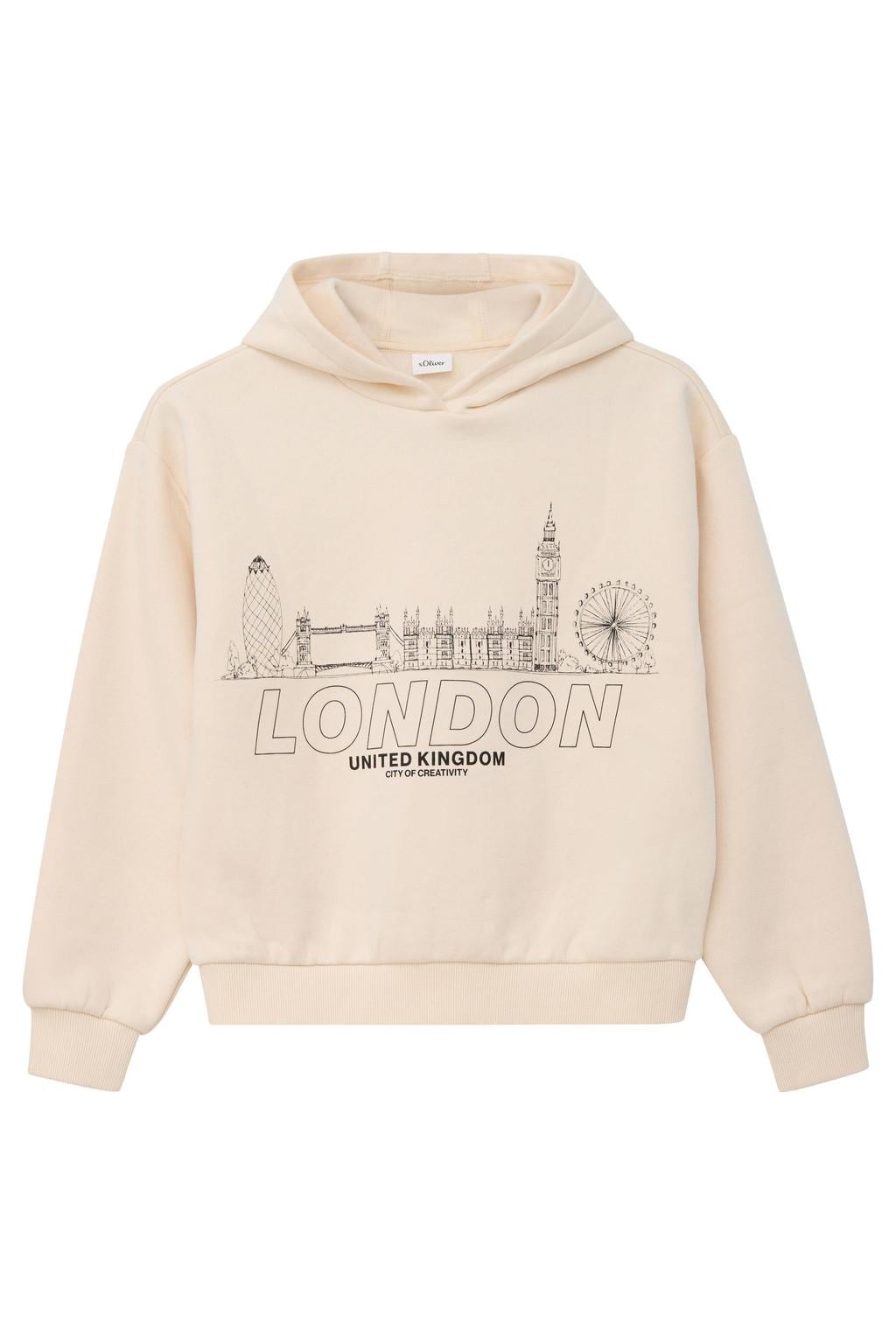 s.Oliver hoodie met print - ecru