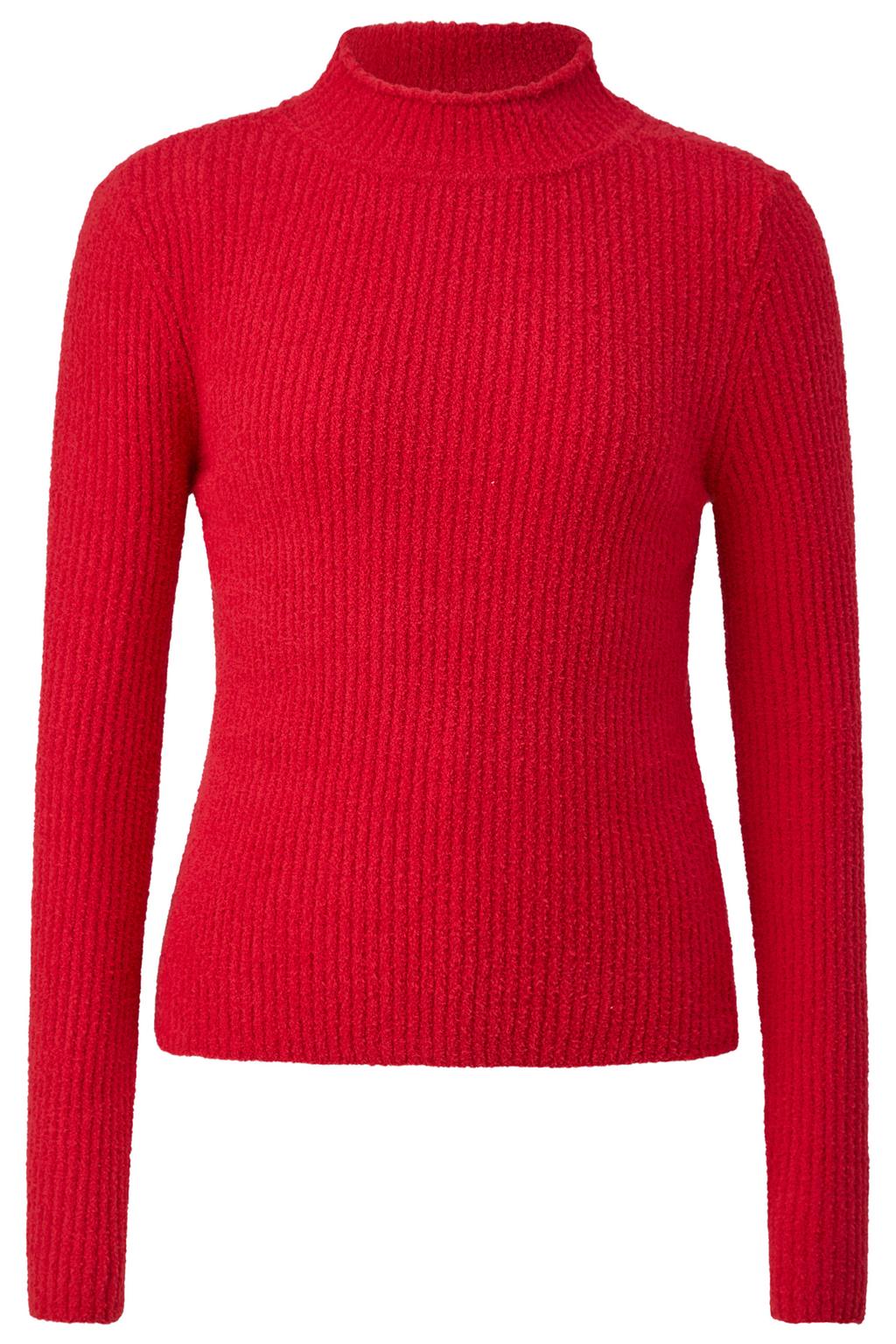 Rode meisjes s.Oliver longsleeve van polyester met effen, lange mouwen en col