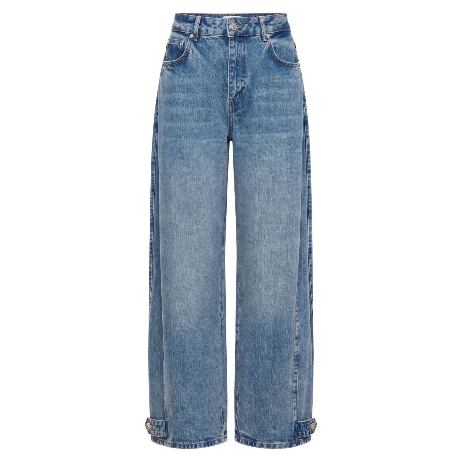 EDITED wide leg jeans medium blue denim