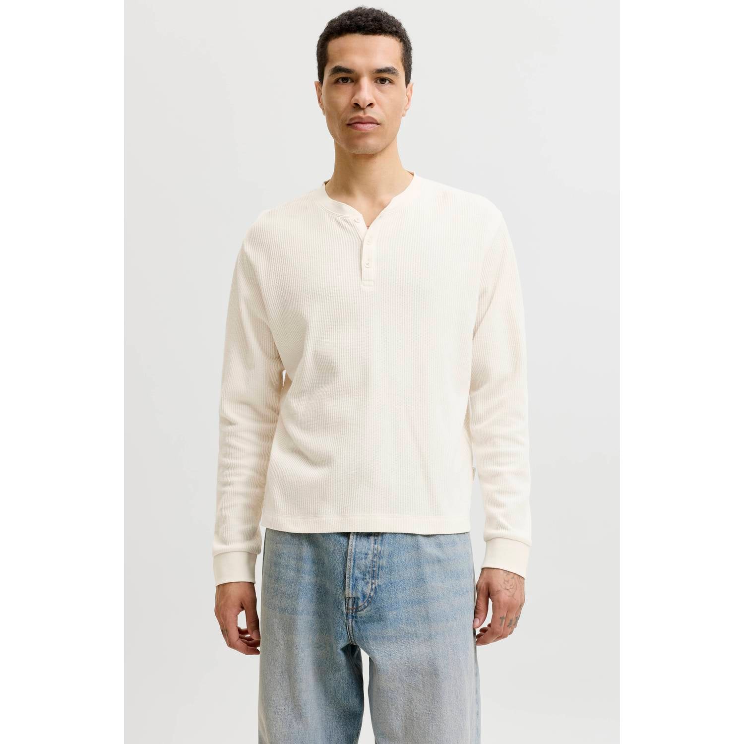 JACK & JONES ORIGINALS regular fit longsleeve ecru