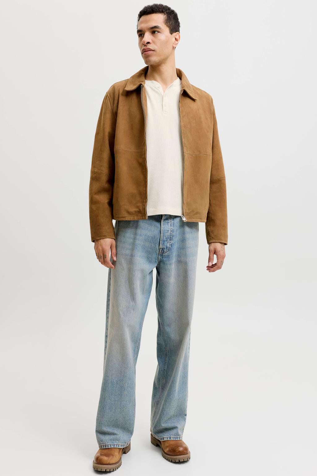 JACK & JONES ORIGINALS regular fit longsleeve - ecru
