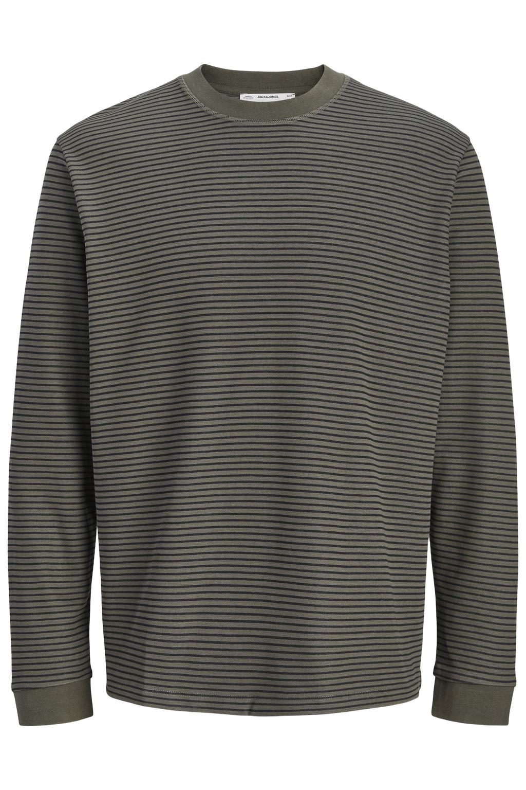JACK & JONES CORE relaxed fit gestreepte longsleeve - donkergroen